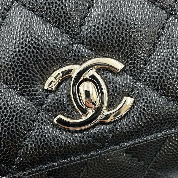 シャネル ハンドバッグ ココマーク マトラッセ トップハンドル ミニ フラップ キャビアスキン AS2215 CHANEL 2way 黒