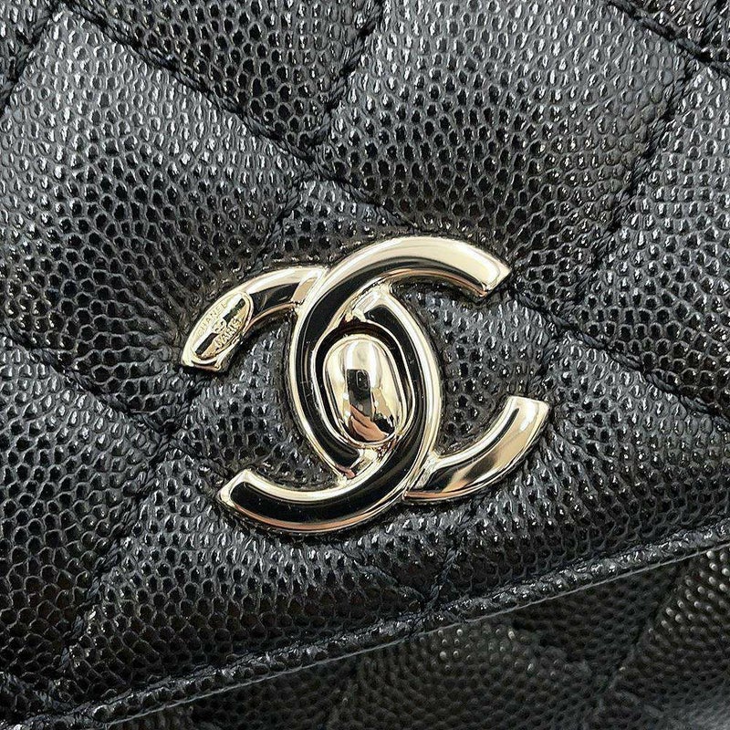シャネル ハンドバッグ ココマーク マトラッセ トップハンドル ミニ フラップ キャビアスキン AS2215 CHANEL 2way 黒