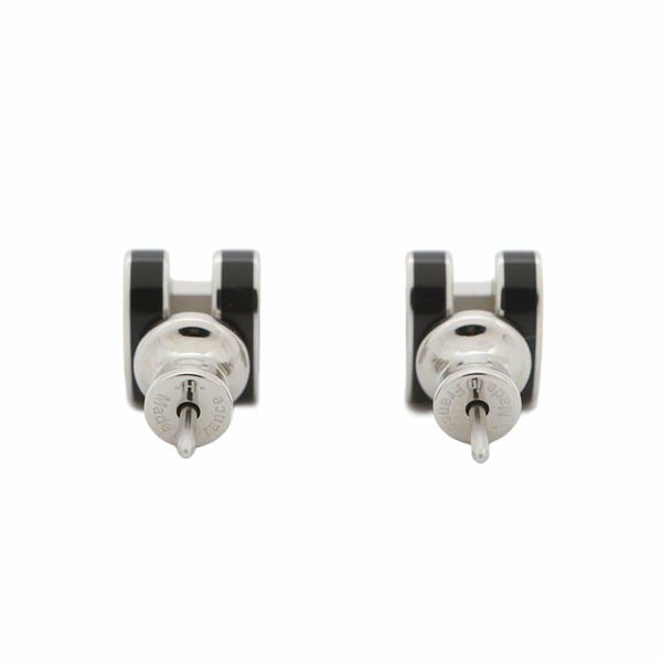 エルメス ピアス ミニ・ポップアッシュ ブラック/シルバー金具 Hモチーフ HERMES Pop H ポップH 黒