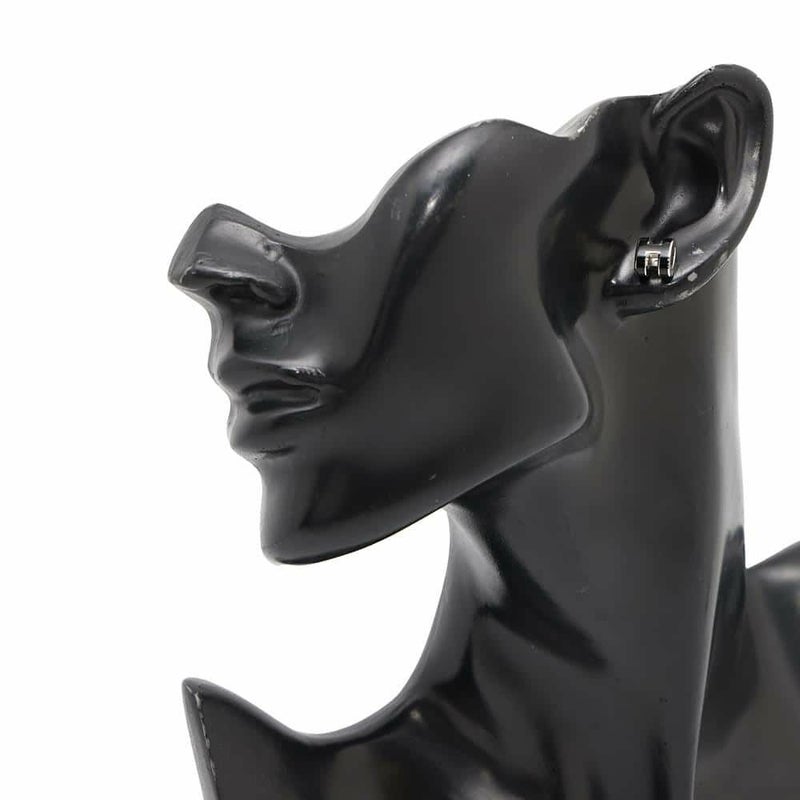 エルメス ピアス ミニ・ポップアッシュ ブラック/シルバー金具 Hモチーフ HERMES Pop H ポップH 黒