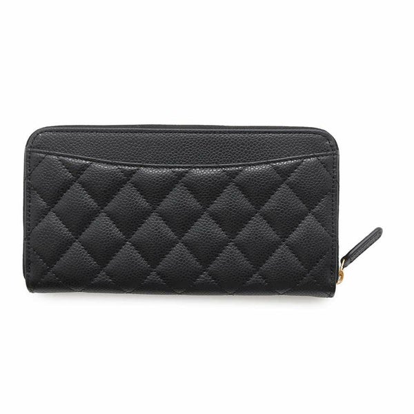 シャネル 長財布 クラシック ロング ジップ ウォレット ココマーク マトラッセ キャビアスキン AP0242 CHANEL 黒