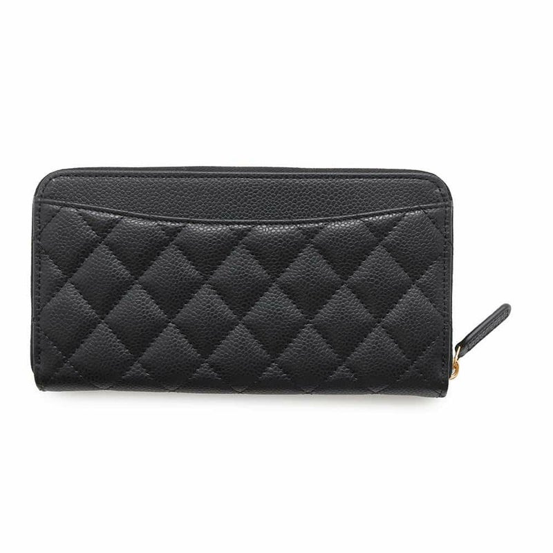 シャネル 長財布 クラシック ロング ジップ ウォレット ココマーク マトラッセ キャビアスキン AP0242 CHANEL 黒