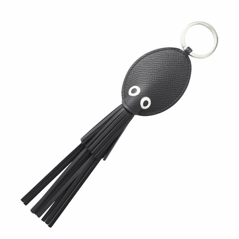 エルメス キーホルダー プルプ ブラック/シルバー金具 エプソン/ラムスキン W刻印 HERMES チャーム 黒