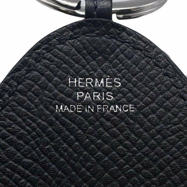 エルメス キーホルダー プルプ ブラック/シルバー金具 エプソン/ラムスキン W刻印 HERMES チャーム 黒