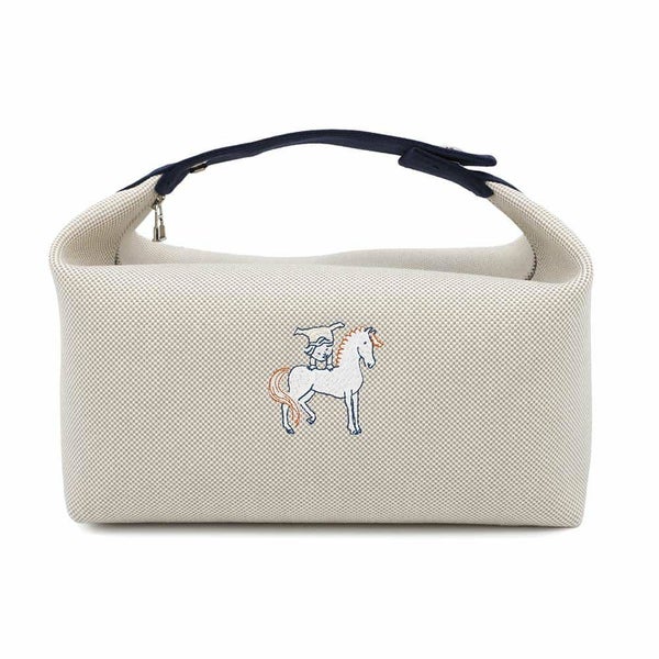 エルメス ポーチ ブリッド・ア・ブラックGM カブリオル グリスペール/シルバー金具 キャンバス HERMES