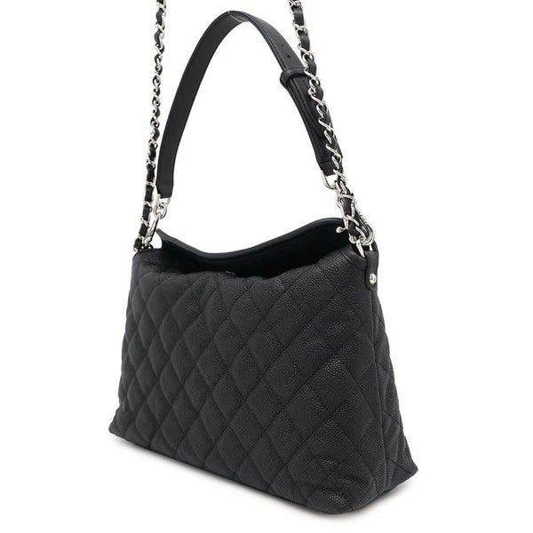 シャネル チェーンショルダーバッグ ココマーク マトラッセ ホーボーバッグ A66802 CHANEL 黒