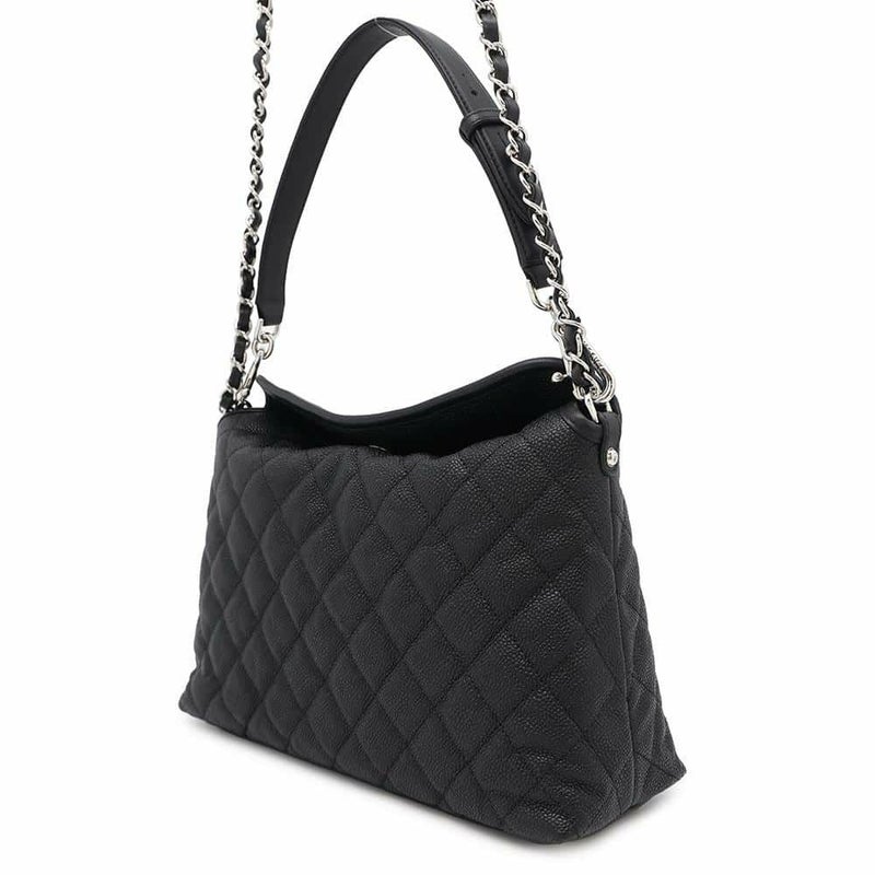 シャネル チェーンショルダーバッグ ココマーク マトラッセ ホーボーバッグ A66802 CHANEL 黒