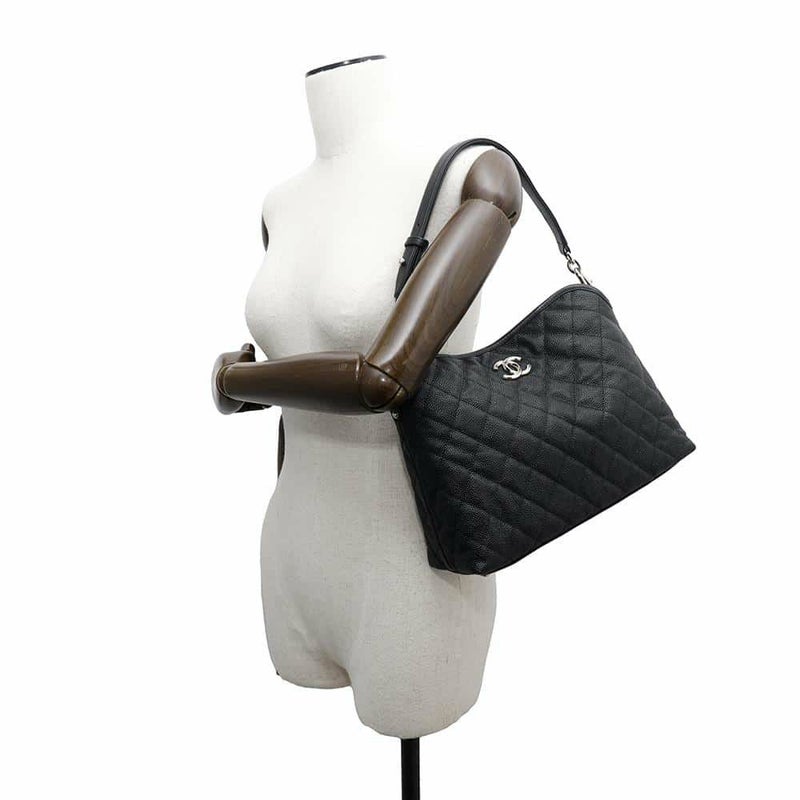 シャネル チェーンショルダーバッグ ココマーク マトラッセ ホーボーバッグ A66802 CHANEL 黒