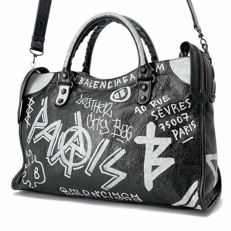 バレンシアガ ハンドバッグ クラシック・グラフィティ ザ・シティ  505550 BALENCIAGA 2wayショルダー 黒