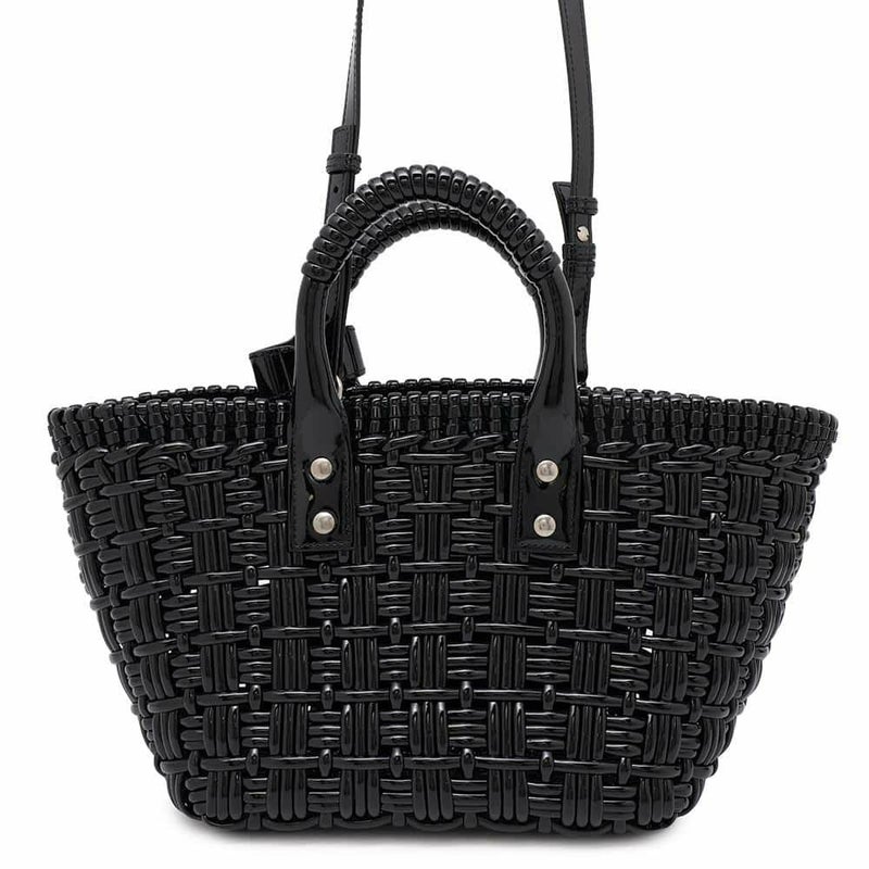 バレンシアガ ハンドバッグ ビストロ XS パテントレザー 671342 BALENCIAGA 2wayショルダーバッグ バスケットバッグ 黒