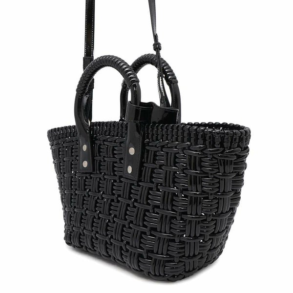 バレンシアガ ハンドバッグ ビストロ XS パテントレザー 671342 BALENCIAGA 2wayショルダーバッグ バスケットバッグ 黒