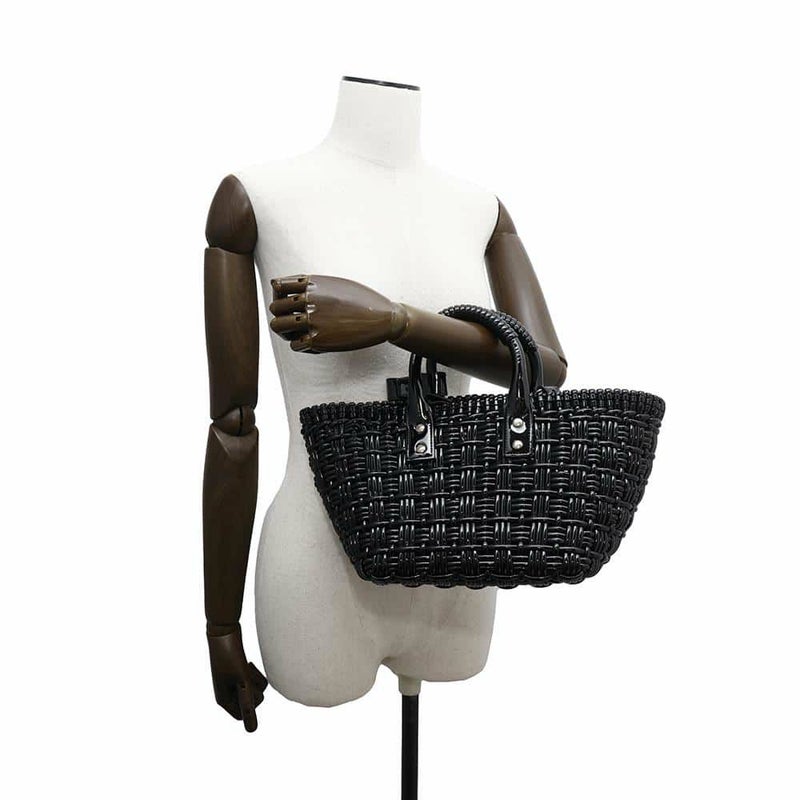 バレンシアガ ハンドバッグ ビストロ XS パテントレザー 671342 BALENCIAGA 2wayショルダーバッグ バスケットバッグ 黒