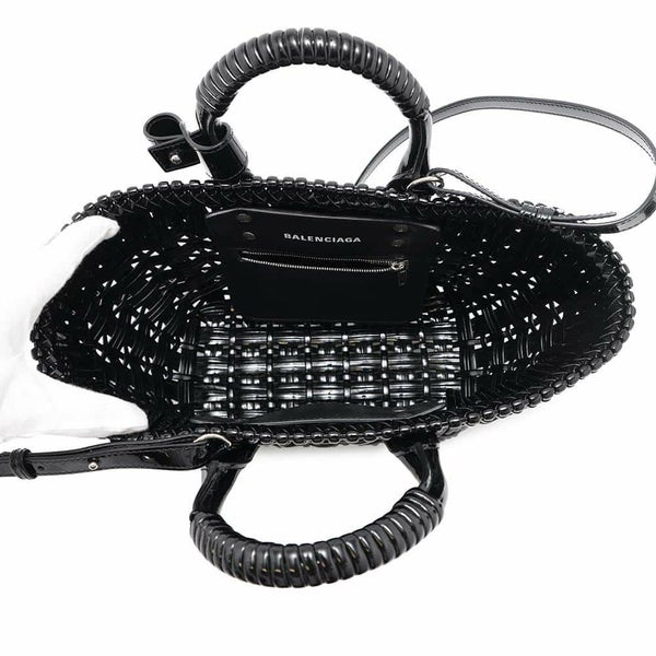 バレンシアガ ハンドバッグ ビストロ XS パテントレザー 671342 BALENCIAGA 2wayショルダーバッグ バスケットバッグ 黒