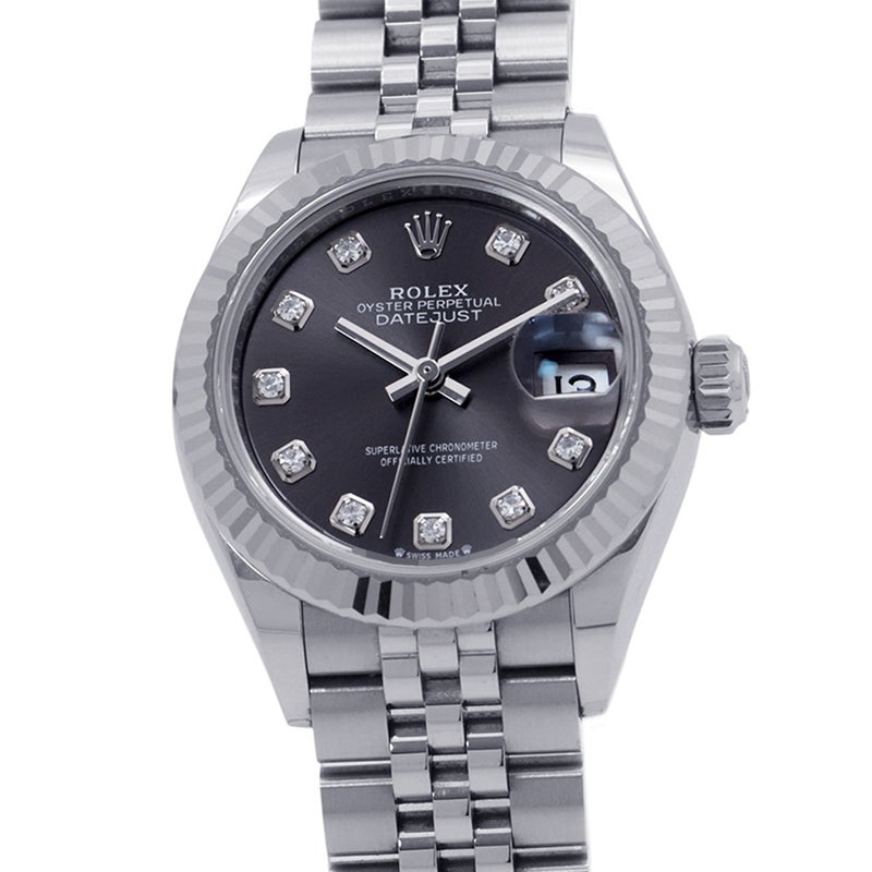 ロレックス レディ デイトジャスト SS/K18WG 279174 ROLEX 腕時計 ダーググレー文字盤 10Pダイヤ