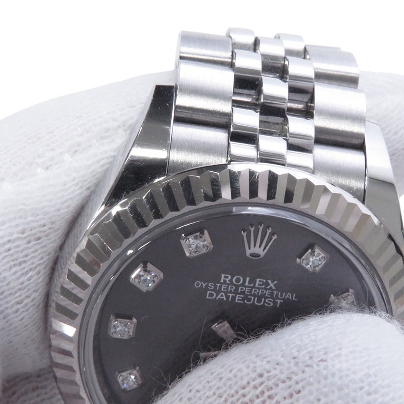 ロレックス レディ デイトジャスト SS/K18WG 279174 ROLEX 腕時計 ダーググレー文字盤 10Pダイヤ