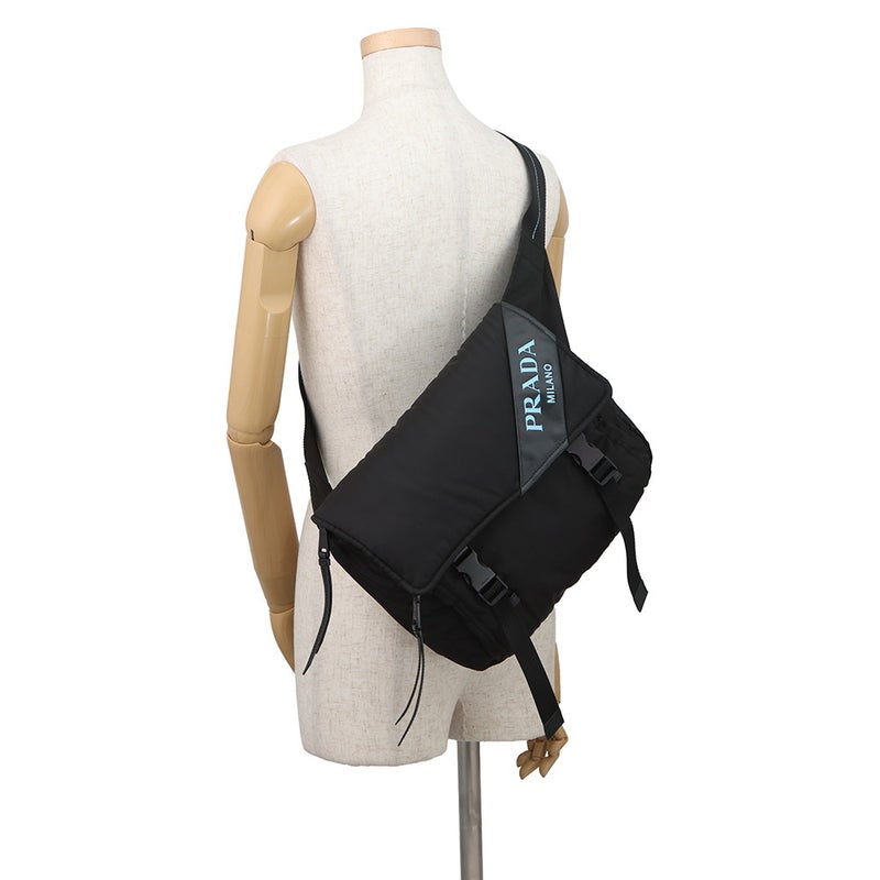 プラダ ショルダーバッグ ロゴ テスートナイロン 1BD157 PRADA メッセンジャーバッグ 黒