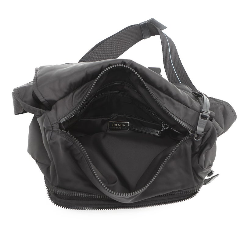 プラダ ショルダーバッグ ロゴ テスートナイロン 1BD157 PRADA メッセンジャーバッグ 黒