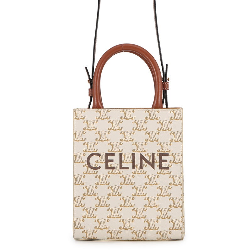 セリーヌ ハンドバッグ トリオンフ ミニ バーティカル カバ PVC/レザー 194372 CELINE 2wayショルダーバッグ 白