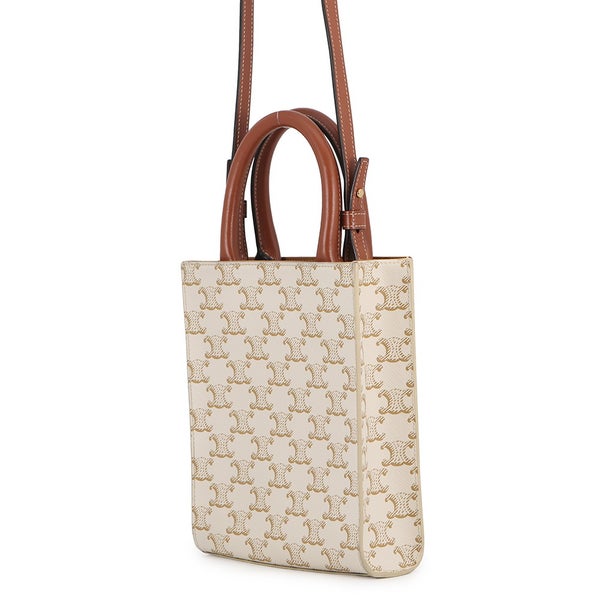 セリーヌ ハンドバッグ トリオンフ ミニ バーティカル カバ PVC/レザー 194372 CELINE 2wayショルダーバッグ 白