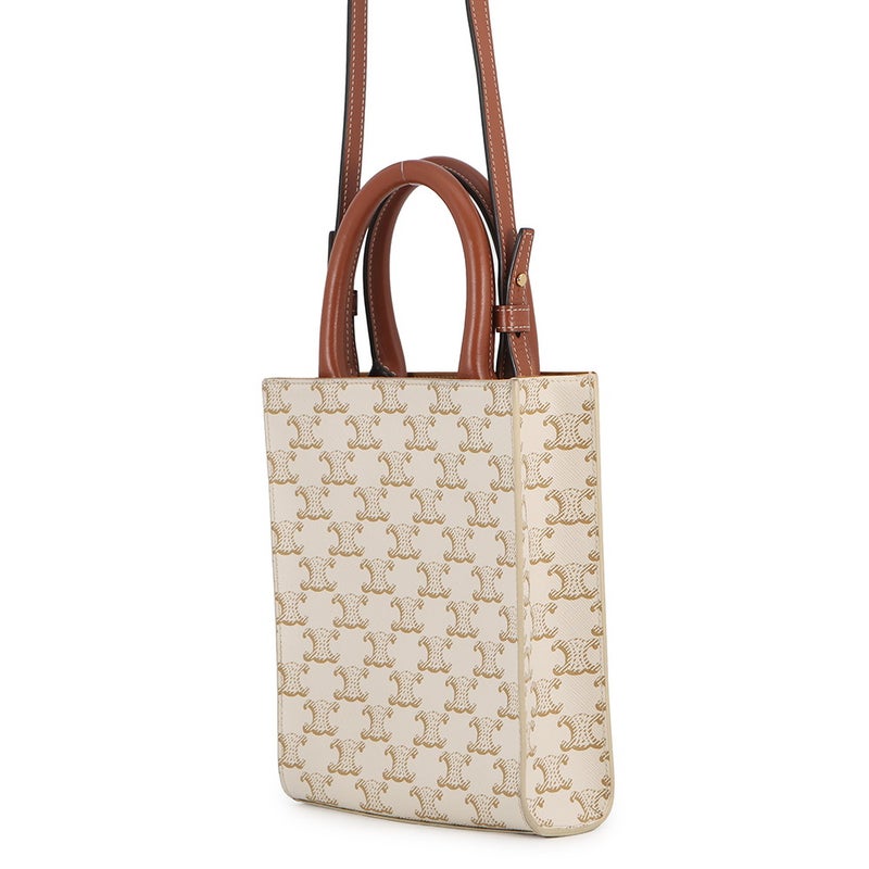 セリーヌ ハンドバッグ トリオンフ ミニ バーティカル カバ PVC/レザー 194372 CELINE 2wayショルダーバッグ 白