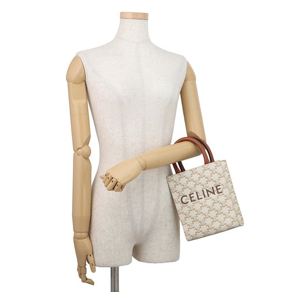 セリーヌ ハンドバッグ トリオンフ ミニ バーティカル カバ PVC/レザー 194372 CELINE 2wayショルダーバッグ 白