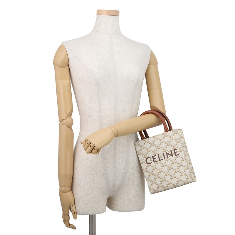 セリーヌ ハンドバッグ トリオンフ ミニ バーティカル カバ PVC/レザー 194372 CELINE 2wayショルダーバッグ 白