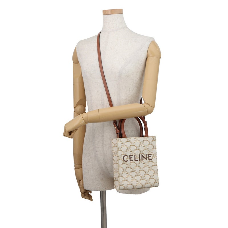 セリーヌ ハンドバッグ トリオンフ ミニ バーティカル カバ PVC/レザー 194372 CELINE 2wayショルダーバッグ 白