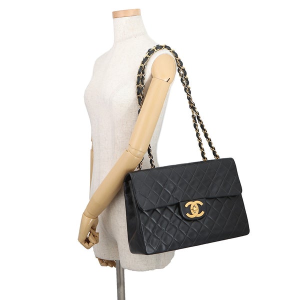 シャネル チェーンショルダーバッグ マトラッセ33 ココマーク ラムスキン Wチェーン  A04412 CHANEL バッグ デカマト 黒