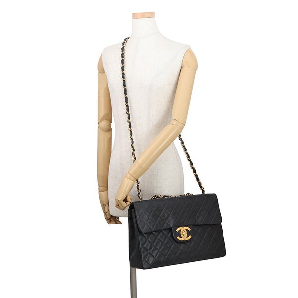 シャネル チェーンショルダーバッグ マトラッセ33 ココマーク ラムスキン Wチェーン  A04412 CHANEL バッグ デカマト 黒