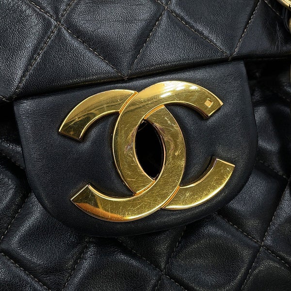 シャネル チェーンショルダーバッグ マトラッセ33 ココマーク ラムスキン Wチェーン  A04412 CHANEL バッグ デカマト 黒