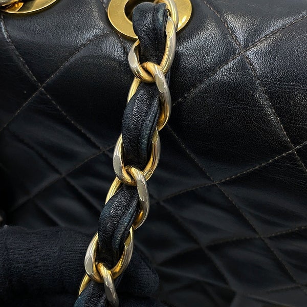 シャネル チェーンショルダーバッグ マトラッセ33 ココマーク ラムスキン Wチェーン  A04412 CHANEL バッグ デカマト 黒
