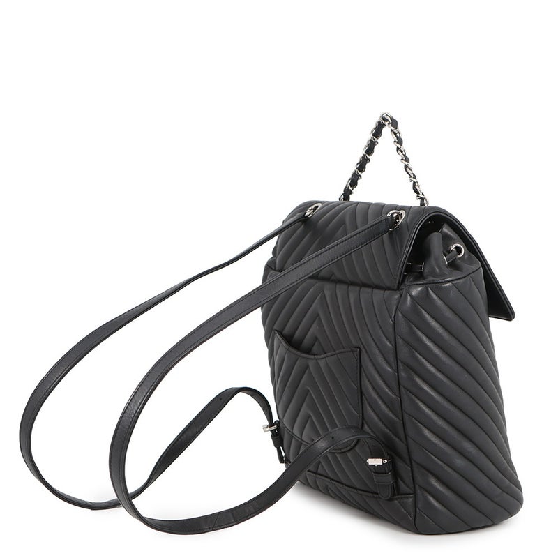 シャネル リュック Vステッチ シェブロン バックパック ココマーク ラムスキン A91121 CHANEL リュックサック バッグ 黒