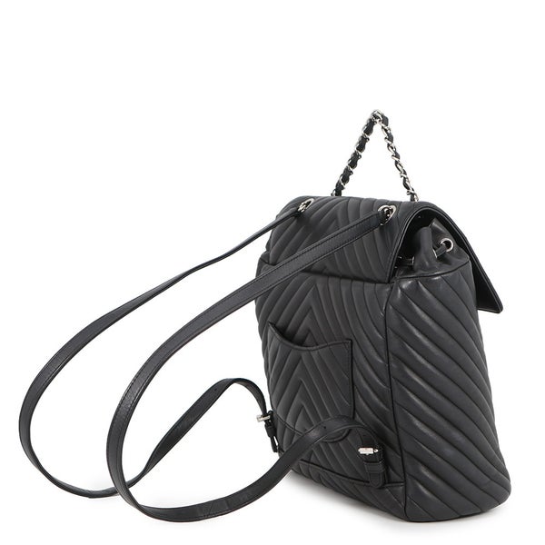 シャネル リュック Vステッチ シェブロン バックパック ココマーク ラムスキン A91121 CHANEL リュックサック バッグ 黒