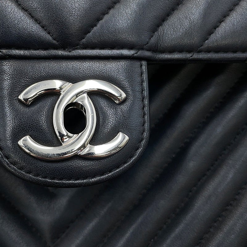 シャネル リュック Vステッチ シェブロン バックパック ココマーク ラムスキン A91121 CHANEL リュックサック バッグ 黒