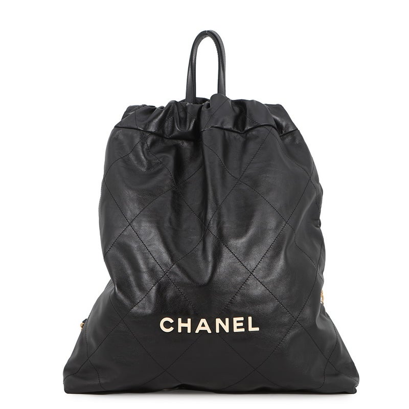 シャネル リュック シャネル22 ラージ シャイニーカーフレザー AS3313 CHANEL バックパック バッグ 黒