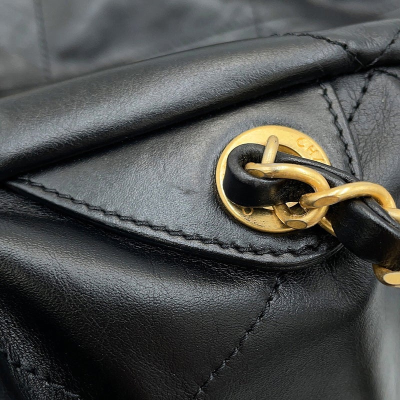 シャネル リュック シャネル22 ラージ シャイニーカーフレザー AS3313 CHANEL バックパック バッグ 黒