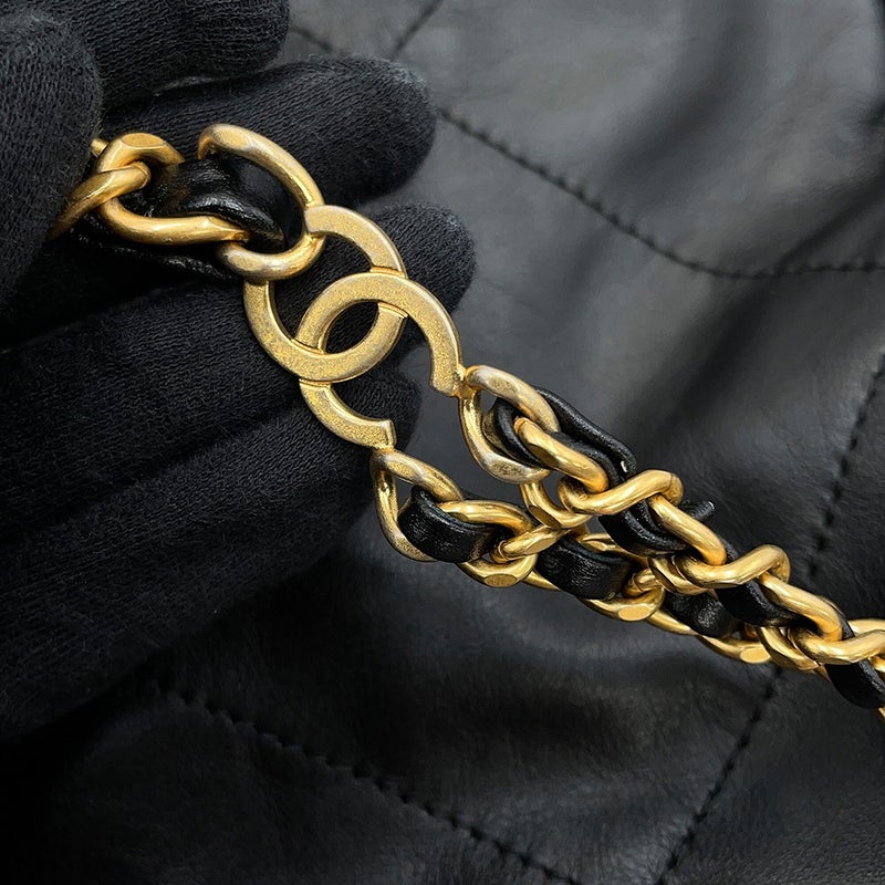 シャネル リュック シャネル22 ラージ シャイニーカーフレザー AS3313 CHANEL バックパック バッグ 黒
