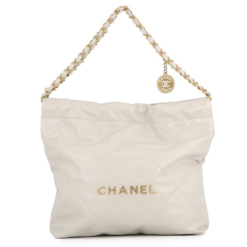 シャネル ハンドバッグ CHANEL 22 マトラッセ スモール シャイニーカーフスキン AS3260 ポーチ付き
