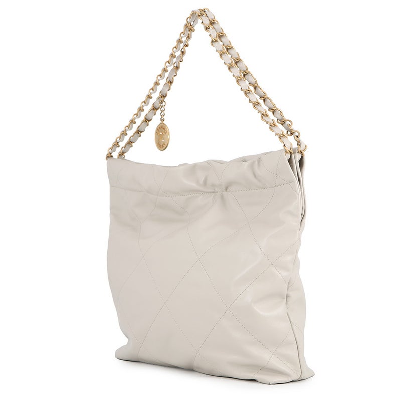 シャネル ハンドバッグ CHANEL 22 マトラッセ スモール シャイニーカーフスキン AS3260 ポーチ付き