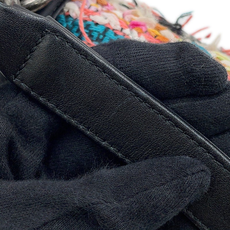 シャネル チェーンショルダーバッグ ボーイシャネル スモール マトラッセ ココマーク ラムスキン ツイード CHANEL 黒