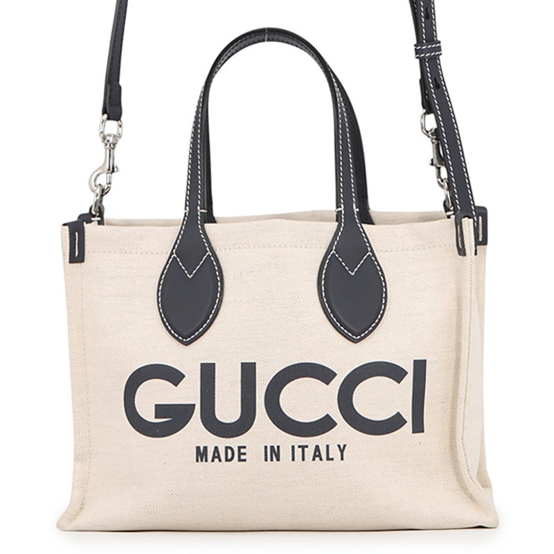 グッチ ハンドバッグ プリントロゴ ミニトートバッグ キャンバス/レザー 772144 GUCCI バッグ 2wayショルダーバッグ
