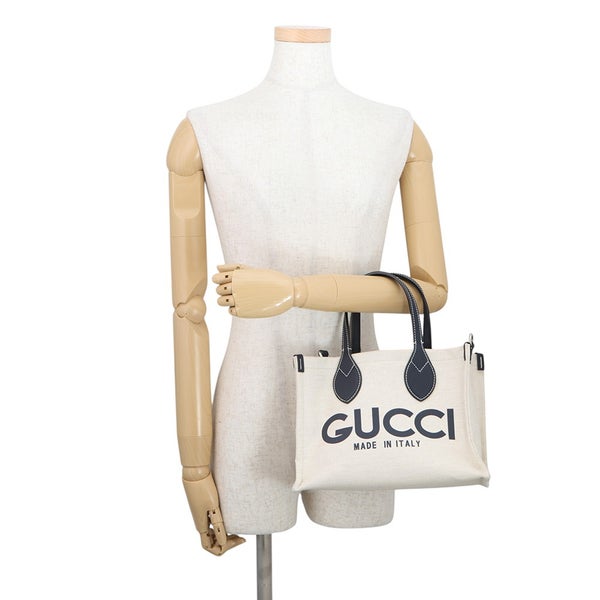 グッチ ハンドバッグ プリントロゴ ミニトートバッグ キャンバス/レザー 772144 GUCCI バッグ 2wayショルダーバッグ