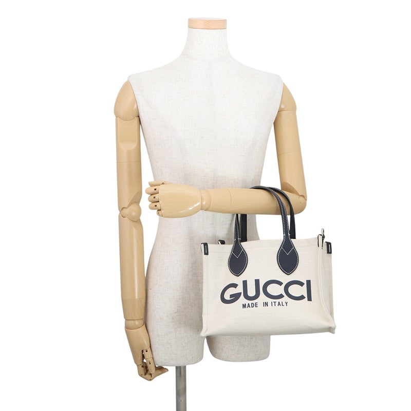 グッチ ハンドバッグ プリントロゴ ミニトートバッグ キャンバス/レザー 772144 GUCCI バッグ 2wayショルダーバッグ