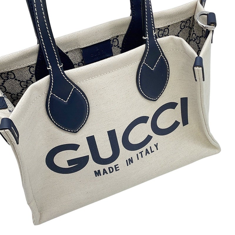 グッチ ハンドバッグ プリントロゴ ミニトートバッグ キャンバス/レザー 772144 GUCCI バッグ 2wayショルダーバッグ