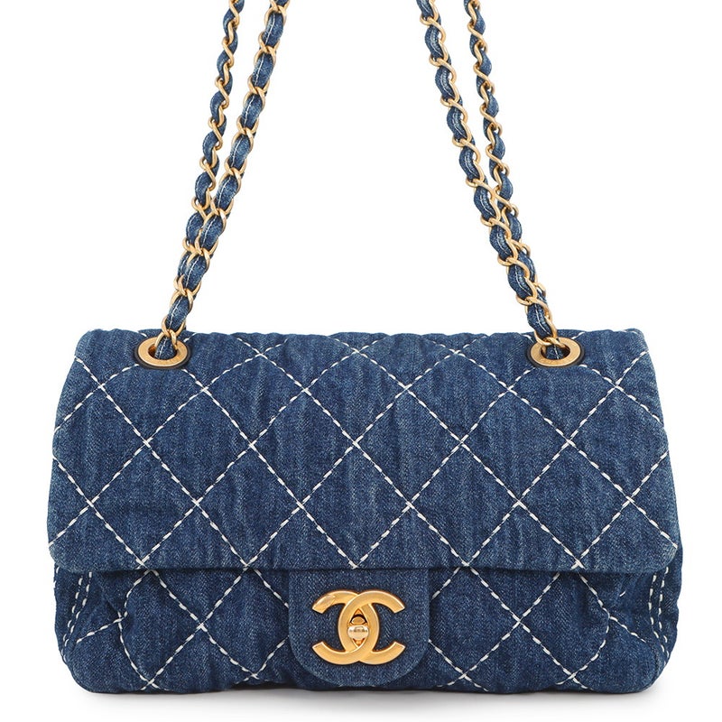 シャネル チェーンショルダーバッグ ココマーク マトラッセ シングルフラップ デニム AS1328 CHANEL