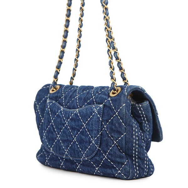 シャネル チェーンショルダーバッグ ココマーク マトラッセ シングルフラップ デニム AS1328 CHANEL