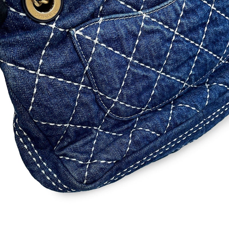 シャネル チェーンショルダーバッグ ココマーク マトラッセ シングルフラップ デニム AS1328 CHANEL