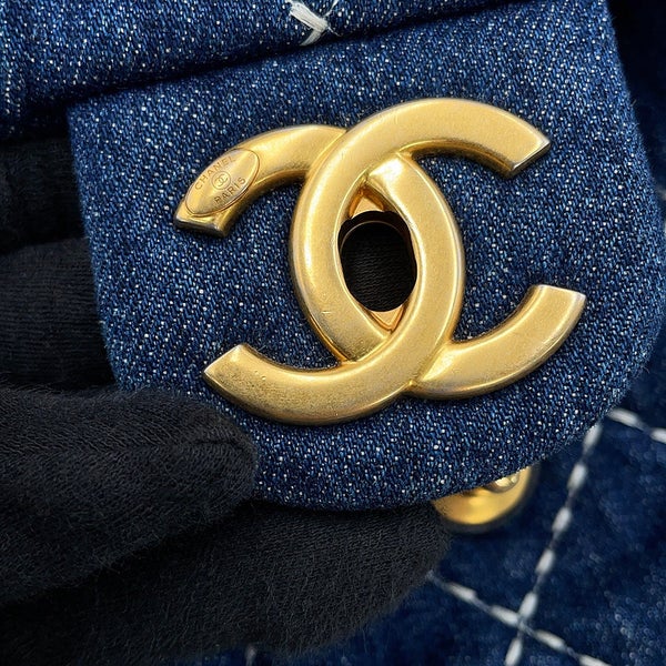 シャネル チェーンショルダーバッグ ココマーク マトラッセ シングルフラップ デニム AS1328 CHANEL