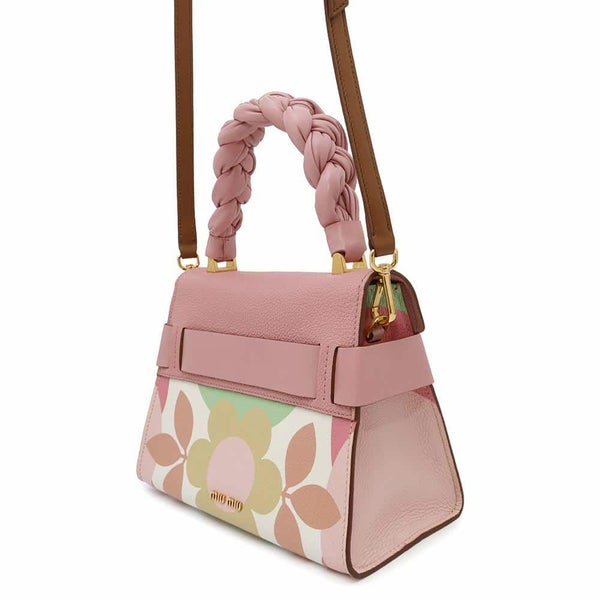 ミュウミュウ ハンドバッグ フラワー レザー 5BA046 Miu Miu 2wayショルダー