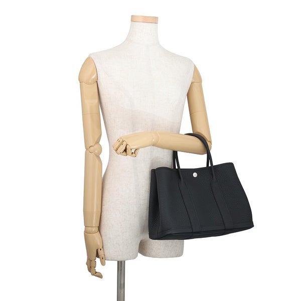 エルメス トートバッグ ガーデンパーティTPM ブラック/シルバー金具 ネゴンダ B刻印 HERMES Garden Party 黒